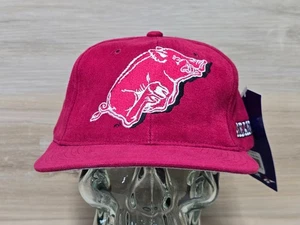 Vintage Snapback Reebok Arkansas Razorbacks Plain Logo Hat 90s New With Tags - Picture 1 of 7