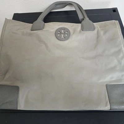 Tory Burch Packable Tote Bag Gray Shoulder Handbag Foldable Large Lightweight - Image 1 of 4