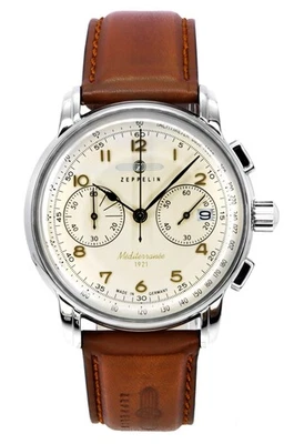 Reloj Hombre Zeppelin Mediterranee Cronógrafo Taquímetro Esfera Beige Cuarzo Z96705 Foto 1 de 3
