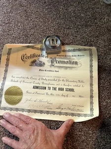 1940 Certificate Of Promotion To High School SomersetPA Public School Rolled9x11 - Picture 1 of 7