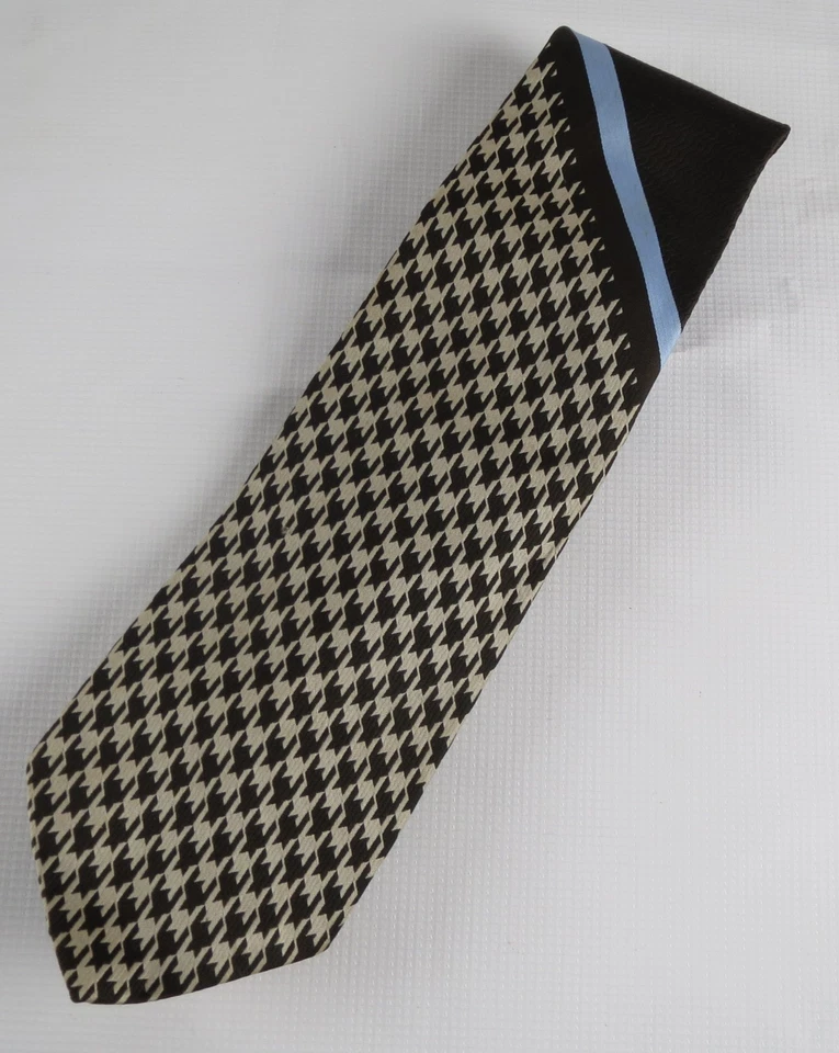 De colección. Corbata de seda pata de gallo negra con dientes de perro Damon Creations RN 16861 años 60 70 Foto 1 de 4