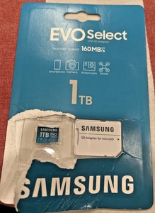 Carte mémoire microSD et adaptateur SAMSUNG EVO Select 1 To, microSDXC jusqu'à 160 Mo/s - Photo 1 sur 1