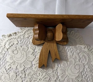 Vintage Wood Wall Shelf Decorative Bowtie Bow Cottage Core Country Farmhouse - Picture 1 of 5