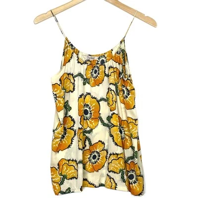 TUCKER NYC Silk Camisole Tank Womens Sz XS Orange Poppies Floral Colorful Artsy - Image 1 of 4