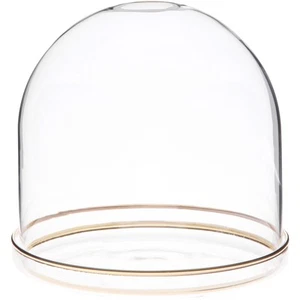 Plymor 5.5" x 5.5" Glass Dome Cloche w/ Gold Rim (Gold Rim Glass Tray Base) - Picture 1 of 1