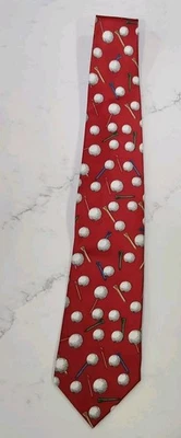 Corbata de parquet pelotas de golf y camisetas corbata de poliéster rojo Foto 1 de 4
