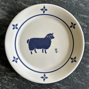 6 Pfaltzgraff 7" Salad Dessert Bread Side Plates Country Fair Blue Sheep Flower - Picture 1 of 3