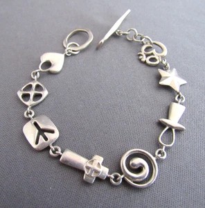 PULSERA TENIS VINTAGE ROBERT LEE MORRIS STUDIO RLM ESTERLINA RELIGIONES DEL MUNDO - Imagen 1 de 4