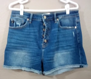 Kancan Womens Denim Jean Shorts Size XL Stretch Button Fly Distressed 3" inseam - Picture 1 of 6