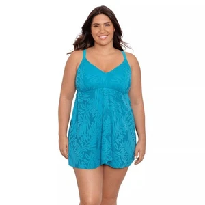 Bal Harbour blau Blumen Bauch Kontrolle Badekleid Einteiler Badeanzug Gr. 20W - Bild 1 von 14