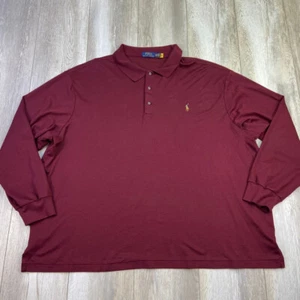 Polo Ralph Lauren Polo Shirt Mens 4XB Red Long Sleeve Pony Preppy Casual Men - Picture 1 of 11
