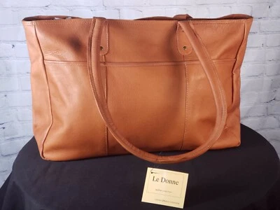 Bolso de Mano Le Donne de Cuero para Viajero - Marrón Tostado - Viaje de Negocios Foto 1 de 4