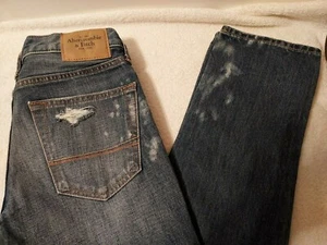 Jeans Abercrombie & Fitch New York ragazzo adolescente 28 x 30 denim invecchiato skinny - Foto 1 di 11