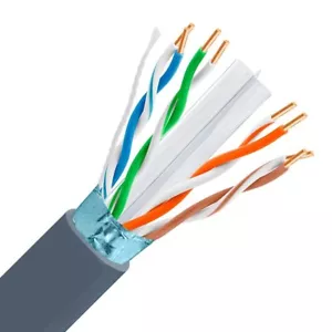 Cavo Ethernet CAT6E Schermato Plenum CMP 600 MHz 23 AWG Grigio Rame Puro 1000FT - Foto 1 di 1