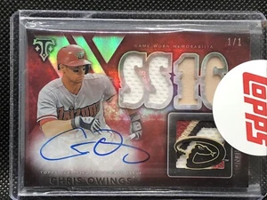 2015 Triple Threads #1/1 CHRIS OWINGS 1/1 Patch Auto Bat Auto Platinum Whale - Picture 1 of 2