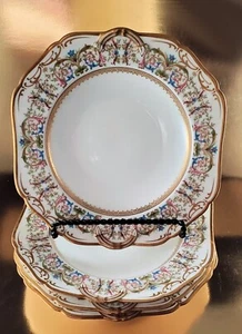 Four C. AHRENFELDT Limoges OVINGTON Bros. SOUP BOWLS circa 1915 Gold AHR995 - Picture 1 of 8