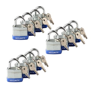 12pc KEYED ALIKE 50mm Heavy Duty Laminated Steel Padlocks Set Security Locks New - Picture 1 of 1