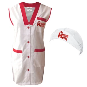 Kit Pulizie camice Hotel Personalizzabile Logo Nome Cuffia e Grembiule lavoro - Foto 1 di 4