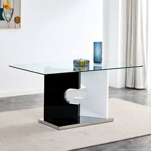 Dining Table 6-8 0.39" Tempered Tabletop slab Special-Shaped Bracket Minimalist