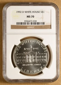 1992 D White House Commemorative Silver Dollar NGC MS70 - Picture 1 of 2