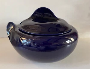 Superb Rare Tiffany & Co Elsa Peretti Thumbprint Soup Tureen Cobalt Mint Cond. - Picture 1 of 11