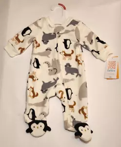 Carters Newborn Infant Sleeper w/ 2 Way Zipper - Animals Fleece Child Of Mine - Picture 1 of 4