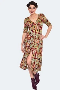 Retro Vintage Style Tarot Print Midi Dress - Picture 1 of 5