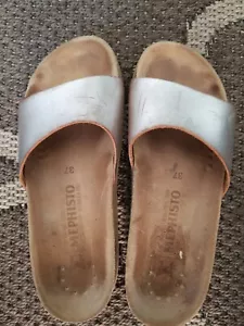 Mephisto Hanka Na silber Kork Fußbett Sandalen Pantoletten Damen Größe 37, Größe 7 - Bild 1 von 4