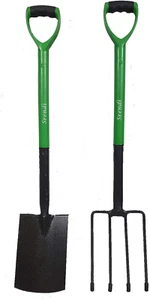 2 Pieces Carbon Steel Heat Treated Gardening Tool Set Fork and Spade Builder - Picture 1 of 4