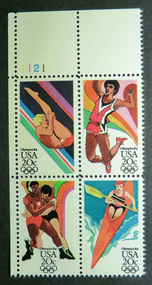 2082 - 85 MNH 1984 20c Los Angeles Summer Olympics diving wrestling jumping - Image 1 of 1
