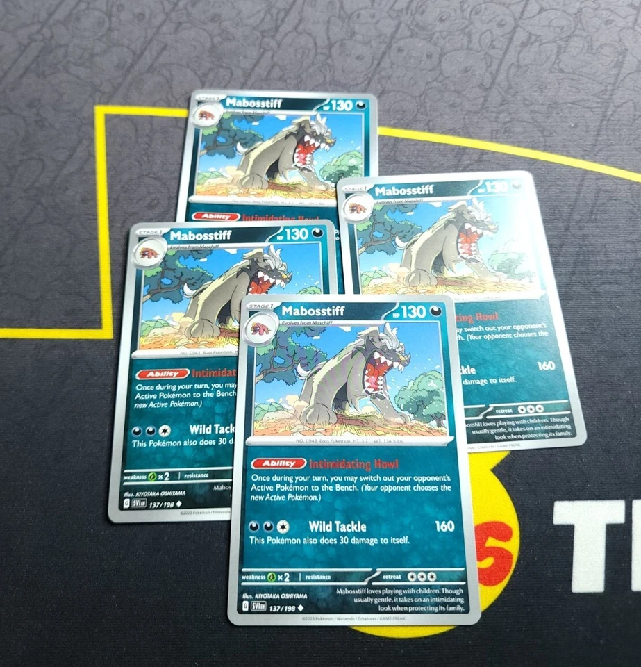 4x Pokemon TCG Mabosstiff Scarlet & Violet Base Set 137/198 Uncommon Playset - Image 1 of 1