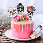  12pcs Day of the Dead Cupcake Toppers Festive Cake Skull Decor Party Cake