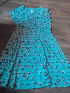 Mantaray Green Patterned Cotton Calf Length Holiday Dress Size 8 - Picture 1 of 2