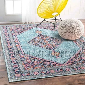 TALISH DIAMOND BLUE VINTAGE PERSIAN LOOK FLOOR RUG (M) 160x230cm **FREE DELIVERY - Picture 1 of 6