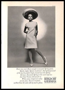 1967 Bergdorf Goodman Fashion Vintage PRINT AD Teal Traina Dress Hat - Picture 1 of 4