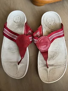 Fitflop Thongs Red White Size 39 - Picture 1 of 11