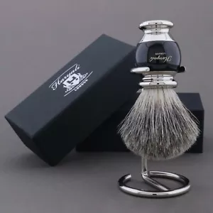 Men's Shaving Brush Super Badger Hair with Stainless Steel Stand - Picture 1 of 5