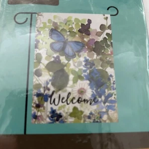Welcome Art Flagge Schmetterlinge Blumen 12,5" x 18" verblassen beständig Hof Garten - Bild 1 von 3