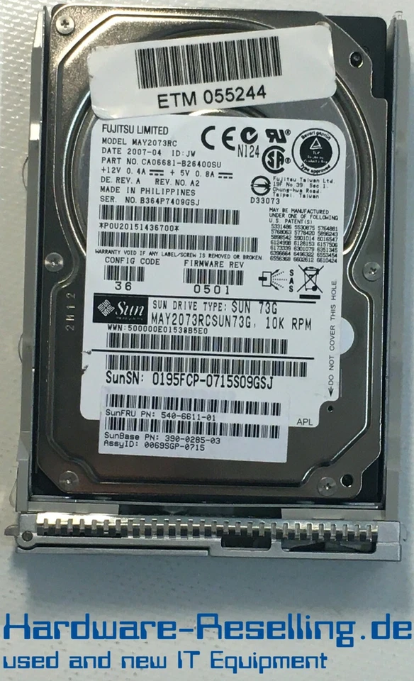 Sun 72GB 10k SAS 2,5" HDD MAY2073RCSUN72G 540-6611-01 390-0285-03 2,5 ZOLL SAS - Bild 1 von 1