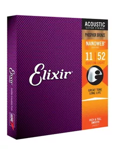 Elixir 16027 Nanoweb Corde per chitarra acustica bronzo fosforo, luce personalizzata 11-52 - Foto 1 di 3
