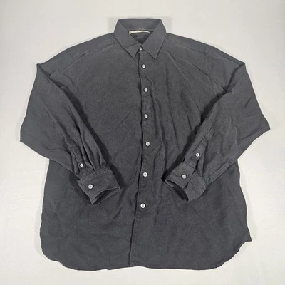 Camisa Tommy Bahama Abotonada Para Hombre Grande 100% Seda Negra Manga Larga Informal Foto 1 de 4