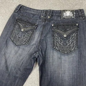 Rebel Spirit Baggy Jeans Mens 42x35 (Hemmed 39x32) Y2K Flap Pocket Biker Vintage - Picture 1 of 16