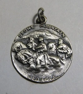 Vintage Stone Mountain Georgia Sterlingsilber Charm Anhänger 3/4" Durchmesser 2G - Bild 1 von 3