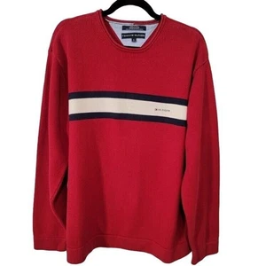 Vintage Tommy Hilfiger Sweater Pullover Men's XL Preppy Streetwear Red - Picture 1 of 12