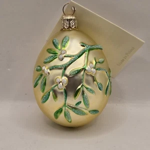 Patricia Breen Weihnachtsschmuck Mistel Ei Gold 3" handbemalt NEU - Bild 1 von 9