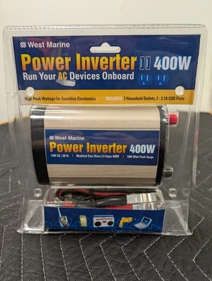 West Marine 400W Power Inverter 110v AC / 60Hz Modified Sine Wave 3.6 Amps - Image 1 of 4