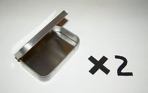 Two 3 oz Rectangular Hinged Survival Tin Box Containers - Can Be Used For Crafts - Picture 1 of 3