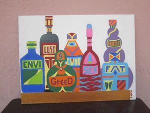 What's your Poison Retro Abstraktes Acrylbild auf Flachleinwand zu verkaufen !!!! - Bild 1 von 3