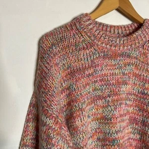 Neu mit Etikett Velvet by Graham H Spencer Trix mehrfarbiger Grobstrickpullover mit Rundhalsausschnitt XL - Bild 1 von 8