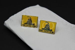 Custom Made Cufflinks Handmade Dont Threat On Me Gadsden Flag American Yellow US